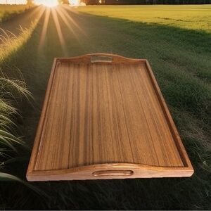 Vtg Goodwood Serving Tray Geniune Teak MCM Thailand Bar Coffee Breakfast 13x17